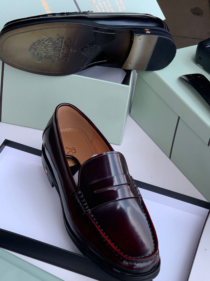Richwanaz Luxury Penny Loafers – Classic Black & Wine