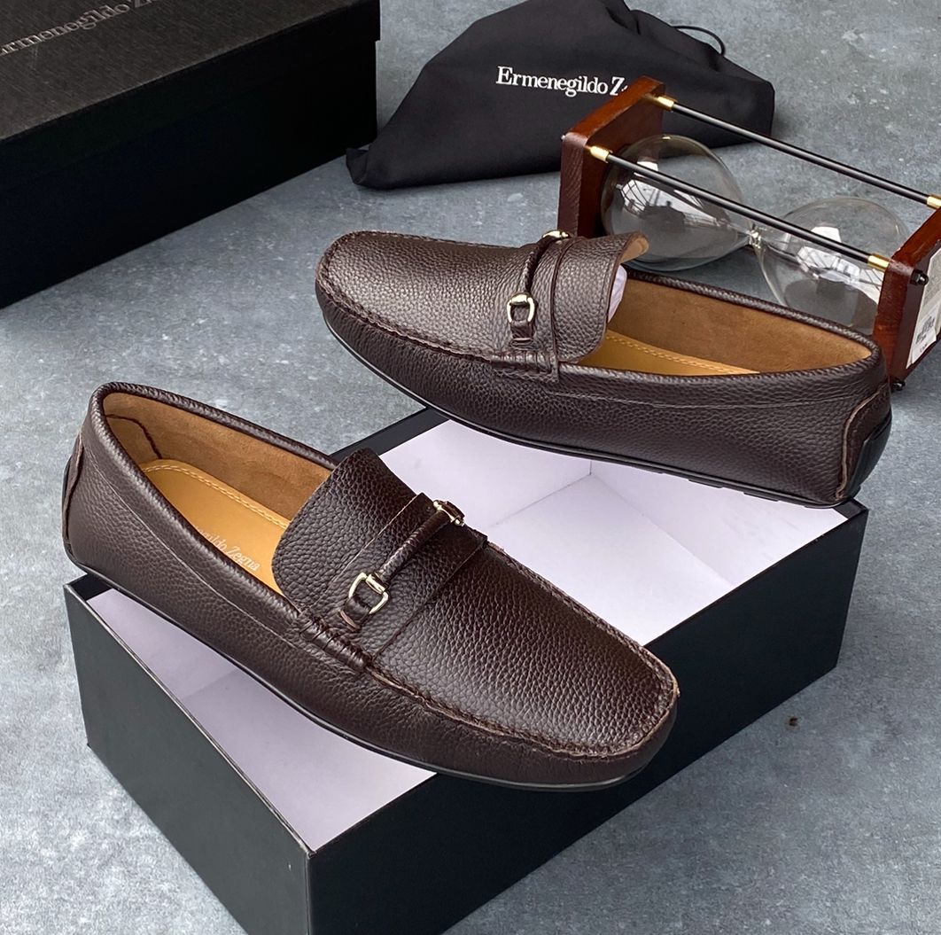 Ermenegildo Zegna Brown Leather Loafers