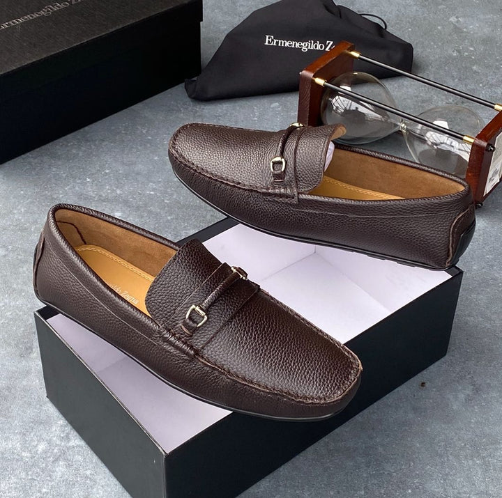 Ermenegildo Zegna Brown Leather Loafers